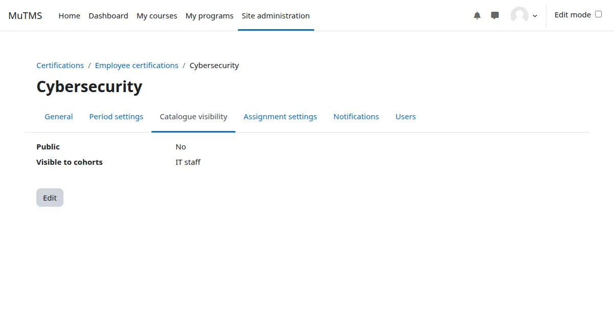 Certification visibility